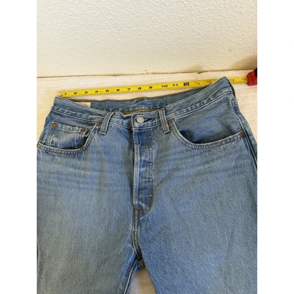 Levis Premium 501 W31 L28 Blue Cotton Ripped Straight‎ Leg Jeans Y2K